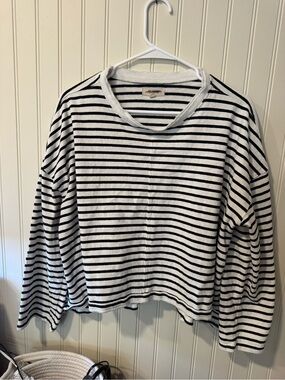 Madewell Striped Long Sleeve Women's Top in Black and White